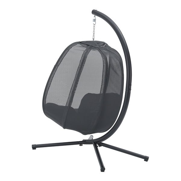 [en.casa] Hangstoel Abegondo met standaard en kussens donkergrijs
