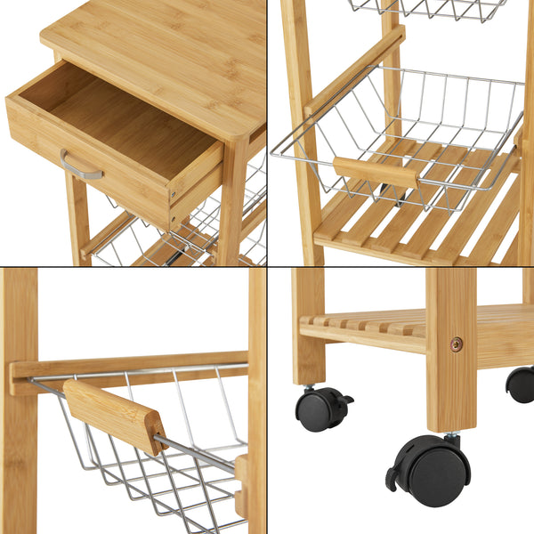 [en.casa] Keukentrolley Stenungsund bamboe 76x36x36 cm houtkleurig
