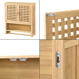 [en.casa] Badkamerkast Borlänge bamboe 66x62x20 cm met handdoekhouder