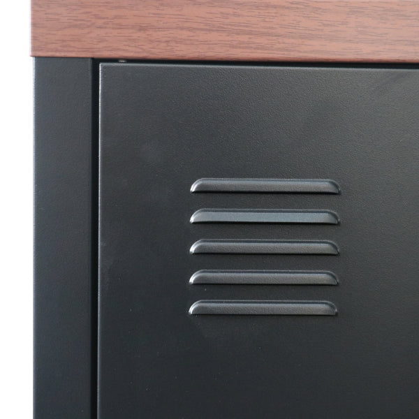 Meuble TV Pälkäne à 2 portes 58 x 113 x 40 cm noir et bois [en.casa]