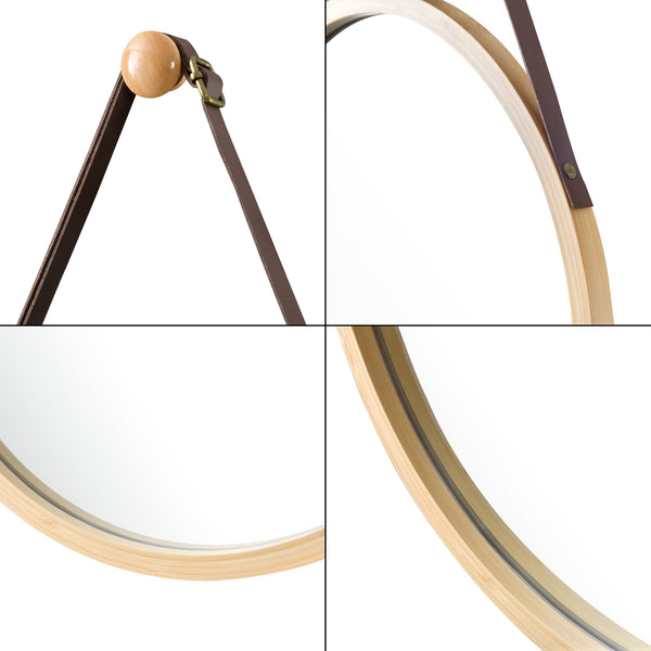 Miroir mural Bykle avec cadre en bambou 35 cm [en.casa]