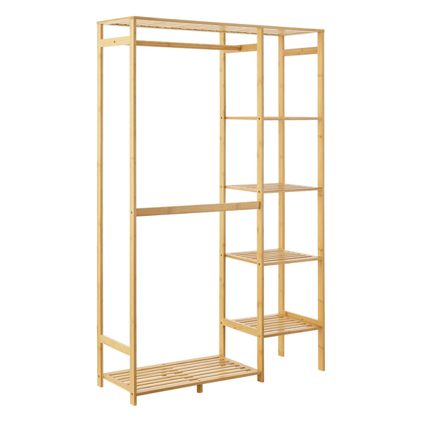 [en.casa] Bamboe kledingrek Eurajoki met planken 90x30x145 cm