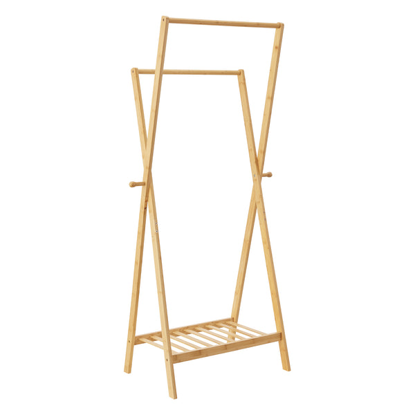 [en.casa] Bamboe kledingrek Keitele met kapstok 60x42x150 cm