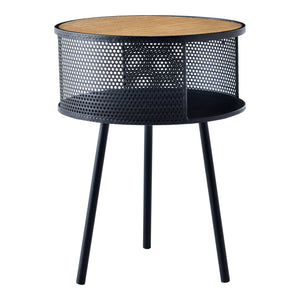 Table d'appoint Bjørnsund avec espace de stockage intérieur noir effet bois [en.casa]