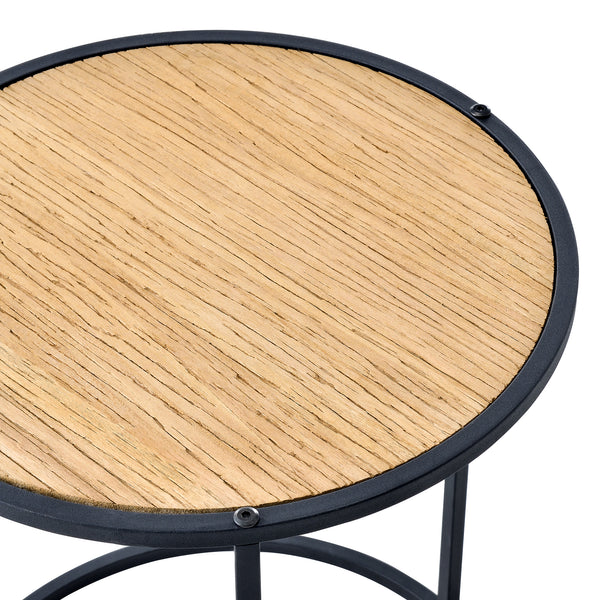 [en.casa] Bijzettafel Moriusaq set van 2 rond zwart en houtkleurig