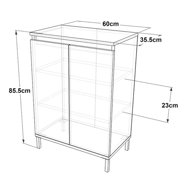 [en.casa] Schoenenkast Lieksa 85,5x60x35,5cm eiken grijs