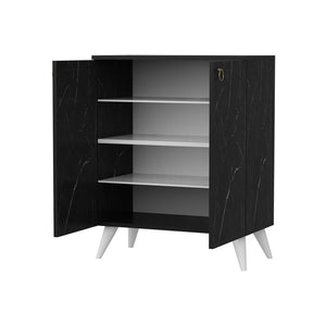 [en.casa] Schoenenkast Gjern 91x72x37 cm marmer zwart