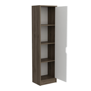 Meuble de rangement Egvad à porte pour chambre 154 x 40 x 30 cm effet noyer / blanc [en.casa]