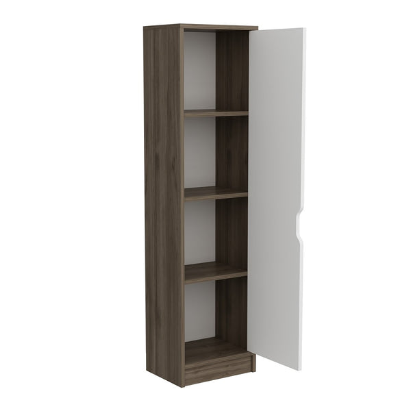 Meuble de rangement Egvad à porte pour chambre 154 x 40 x 30 cm effet noyer / blanc [en.casa]