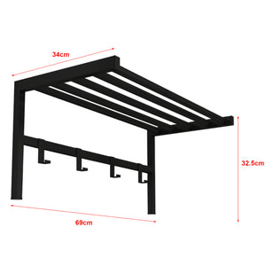 [en.casa] Wandkapstok Tolga met plank 32,5x69x34 cm zwart