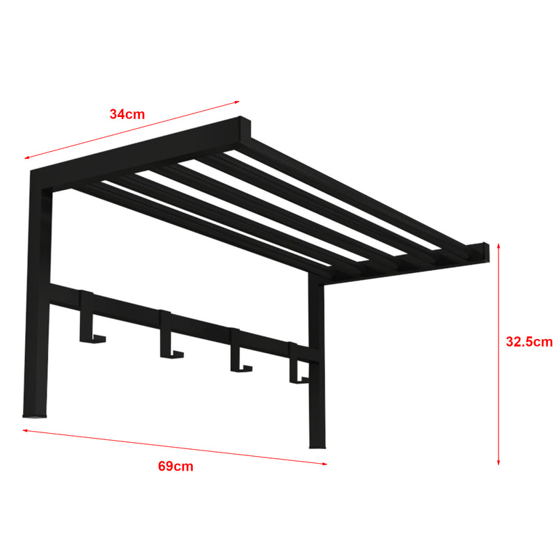 Maatschets [en.casa] Wandkapstok Tolga met plank 32,5x69x34 cm zwart