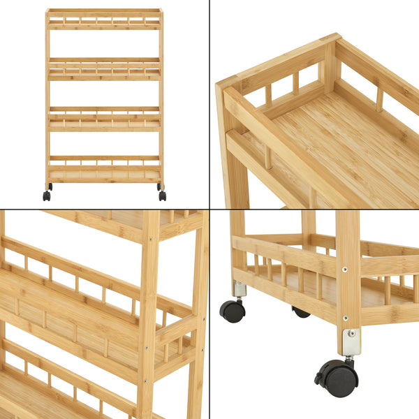 [en.casa] Keukentrolley Pyhäjoki met 4 planken 96x60x18 cm houtkleurig