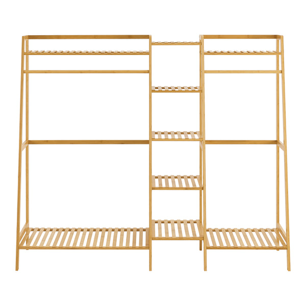 [en.casa] Kledingrek Sogndal met 9 planken 139x158x40 cm bamboe