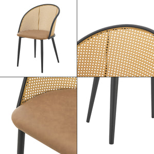 [en.casa] Eetkamerstoel Gagnef set van 2 bruin en zwart 82x56x55 cm