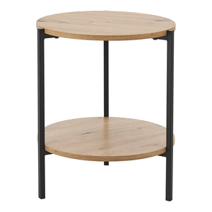 Table d'appoint Kuopio ronde 50 x 40 cm noir et effet bois [en.casa]