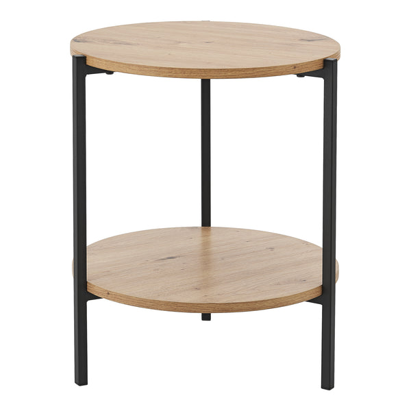 Table d'appoint Kuopio ronde 50 x 40 cm noir et effet bois [en.casa]
