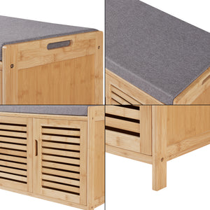 [en.casa] Schoenenkast Selk 50x90x35 cm bamboe grijs