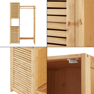 Portant à vêtements Oldsum bambou 164 x 99 x 29 cm naturel [en.casa]