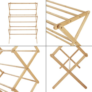 Étendoir à linge pliable Grinau bambou 128 x 72 x 44 cm naturel [en.casa]