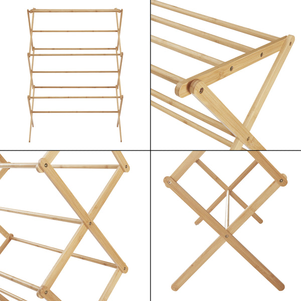 Étendoir à linge pliable Grinau bambou 128 x 72 x 44 cm naturel [en.casa]