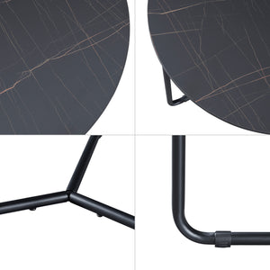 Set de 2 tables basses gigognes Poxdorf effet marbre noir [en.casa]
