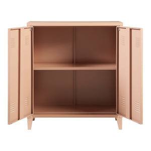 Casier de bureau métallique Oripää à 2 portes 90 x 80 x 33 cm marron clair mat [en.casa]