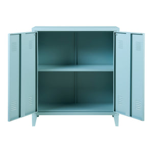 Casier de bureau métallique Oripää à 2 portes 90 x 80 x 33 cm gris-bleu [en.casa]