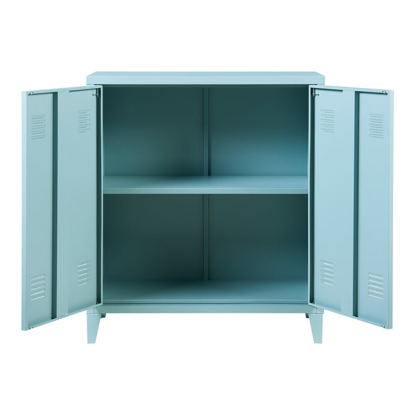 Casier de bureau métallique Oripää à 2 portes 90 x 80 x 33 cm gris-bleu [en.casa]
