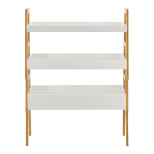 Lot de 3 étagères empilables Hitra bambou 85 x 65 x 30 cm naturel blanc [en.casa]