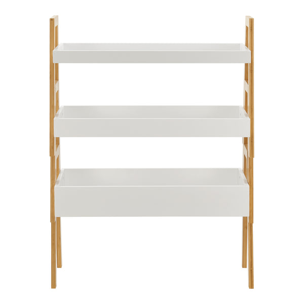 Lot de 3 étagères empilables Hitra bambou 85 x 65 x 30 cm naturel blanc [en.casa]