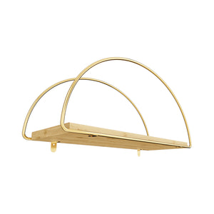 [en.casa] Wandplank Mynämäki 39x16x17 cm goudkleurig en naturel