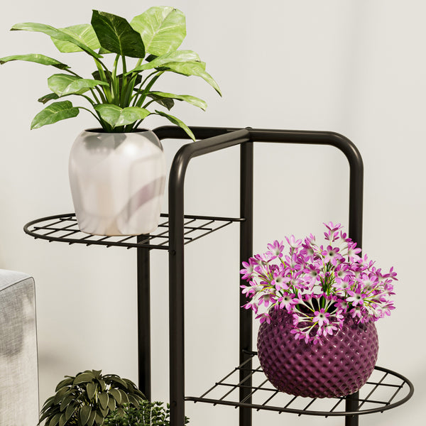 [en.casa] Plantenstandaard Pedersöre met 4 planken 83x52x25 cm zwart