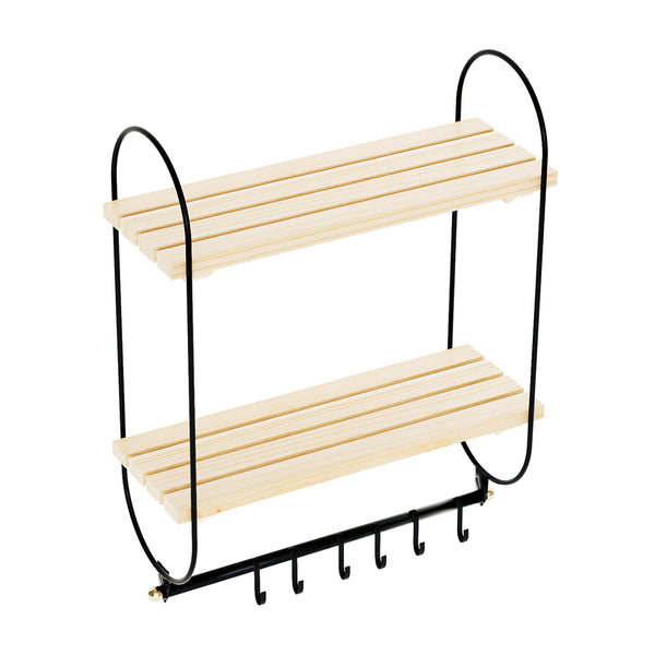 [en.casa] Wandrek Pielavesi met 2 planken 47x40x16 cm zwart en naturel