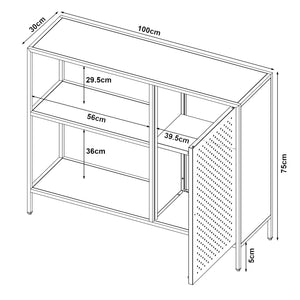 [en.casa] Metalen kast Viitasaari 75x100x30 cm zwart mat