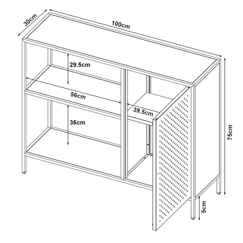 Maatschets [en.casa] Metalen kast Viitasaari 75x100x30 cm zwart mat