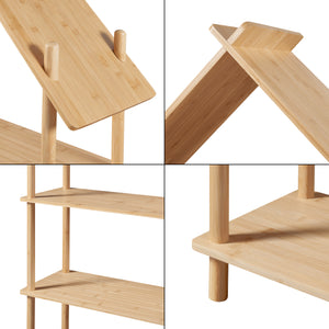 Bibliothèque à 3 niveaux pour enfant Hamarøy en forme de cabane bambou 137 x 90 x 30 cm naturel [en.casa]