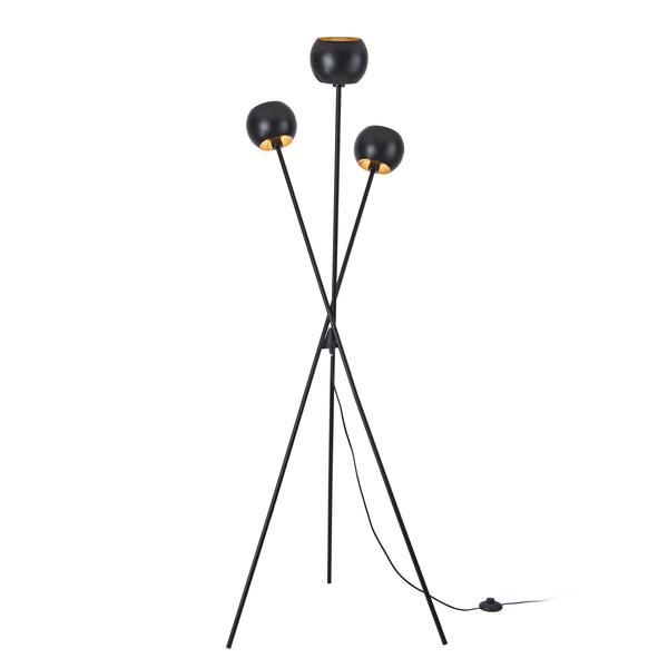 lux.pro Staande lamp Nykvarn vloerlamp 161 cm 3xE14 zwart en goudkleurig