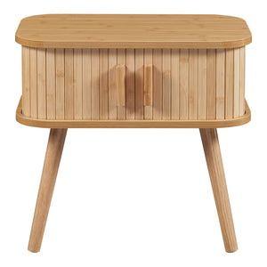 Table d'appoint Nordkapp avec portes coulissantes MDF bambou bois 48 x 30 x 45 cm naturel [en.casa]
