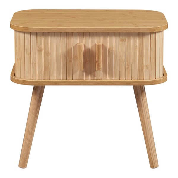 Table d'appoint Nordkapp avec portes coulissantes MDF bambou bois 48 x 30 x 45 cm naturel [en.casa]