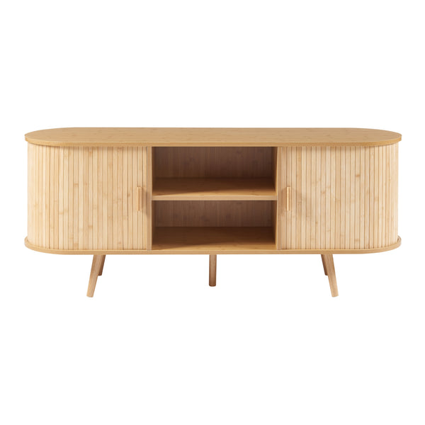 Buffet Nordkapp avec portes coulissantes MDF bambou bois 140 x 40 x 56 cm naturel [en.casa]