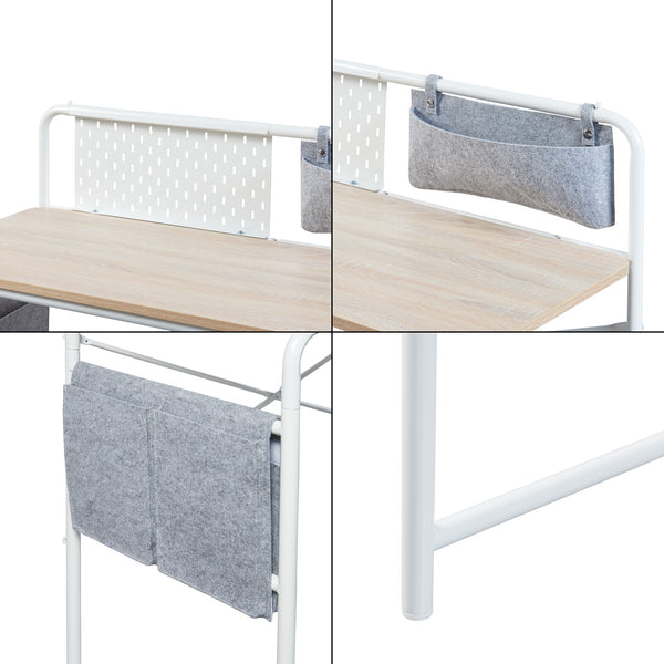 [en.casa] Bureau Dyrøy 98x98x46 cm wit eikenkleurig en grijs