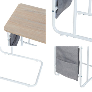 [en.casa] Bureau Dyrøy laptoptafel 56x48x37 cm wit eikenkleurig en grijs