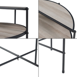 Table d'appoint ronde Fyresdal avec étagère métal MDF 68 x 62 cm noir effet chêne [en.casa]
