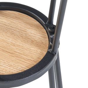 [en.casa] Plantenstandaard Fossbergom rond 62xØ20 cm zwart en eikenkleurig