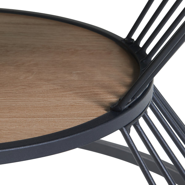 [en.casa] Salontafel Fossbergom rond 42xØ70 cm zwart en eikenkleurig
