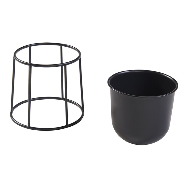 Set de 2 porte-plantes Nesseby de tailles variées avec cache-pots métal noir [en.casa]