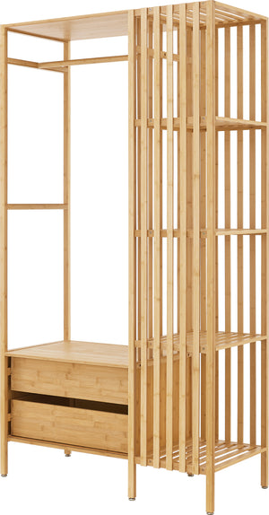 Kledingkast Varanger bamboe open kast 185x100x45 cm naturel [en.casa]