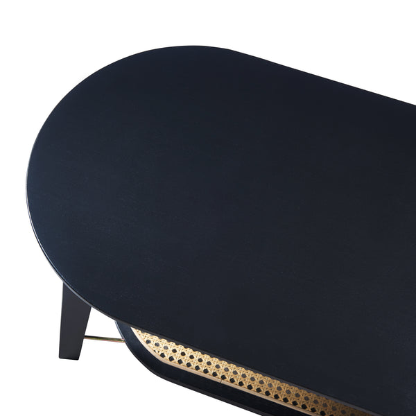 Table basse de salon Taivalkoski bambou 120 x 43 x 40 cm noir effet rotin [en.casa]