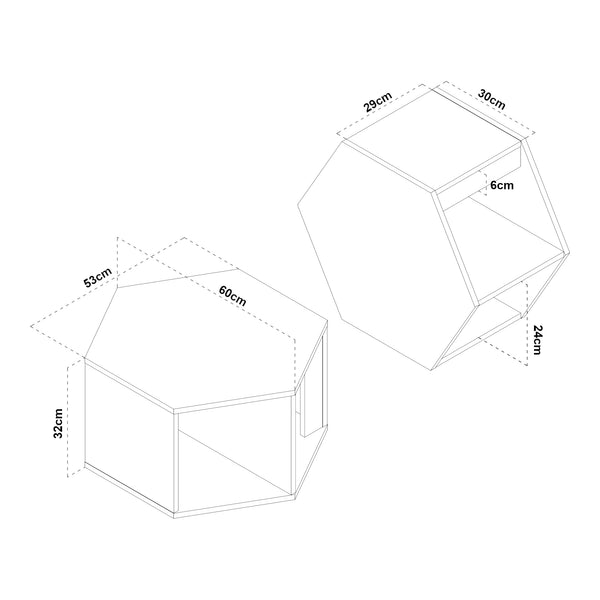 Set de 2 tables basses Molde noir effet noyer [en.casa]
