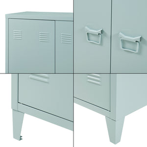 Casier de bureau métallique Oripää à 2 portes 110 x 75 x 33 cm bleu gris [en.casa]